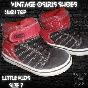 Osiris skateboard canvas high top sneakers shoes skate 7 black red no tie laces